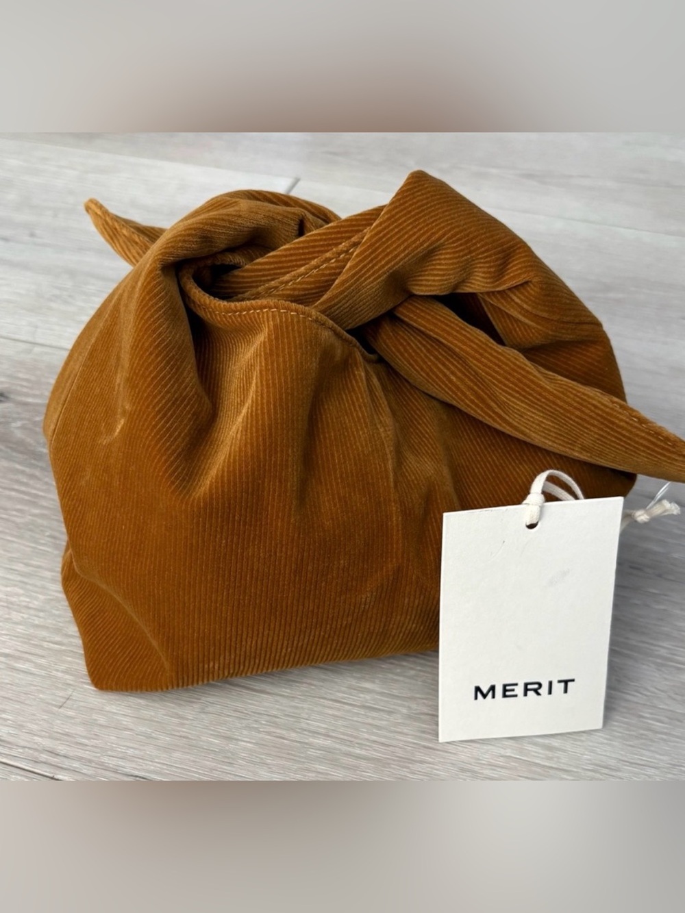 MERIT the signature Rust Corduroy Knot makeup bag NWT